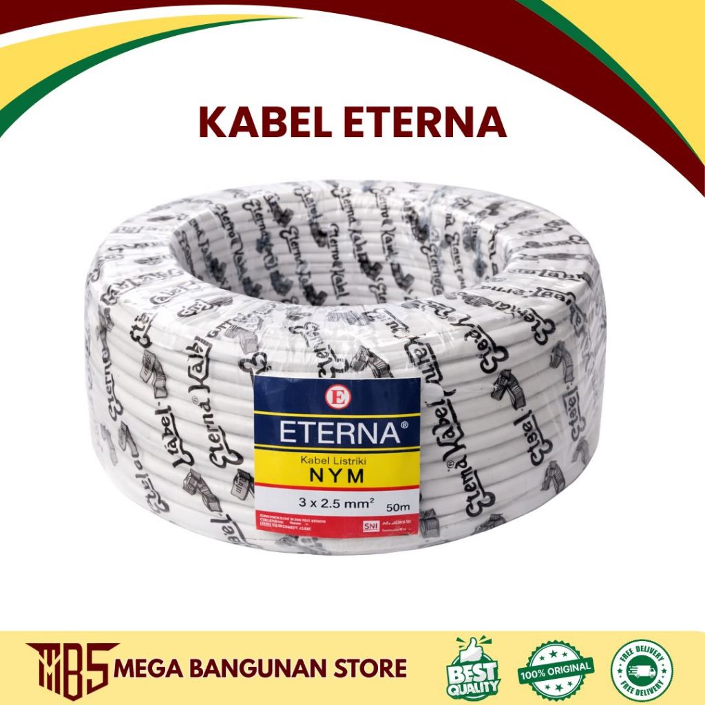 KABEL ETERNA KABEL NYM 3X1.5MM / 3X2.5MM | 1 ROLL  ( Kabel Putih )