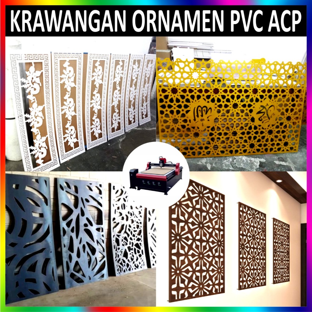 KRAWANGAN ORNAMEN PVC & ACP BOARD PANEL HIAS SEKAT PEMBATAS CUSTOM DESIGN & UKURAN BEBAS MURAH CEPAT