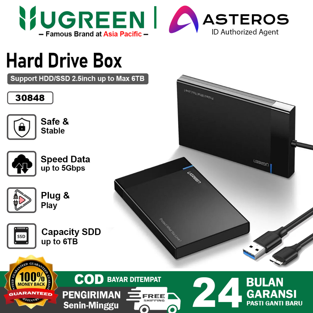 UGREEN Casing Hardisk External HDD 2,5 "SATA USB 3.0