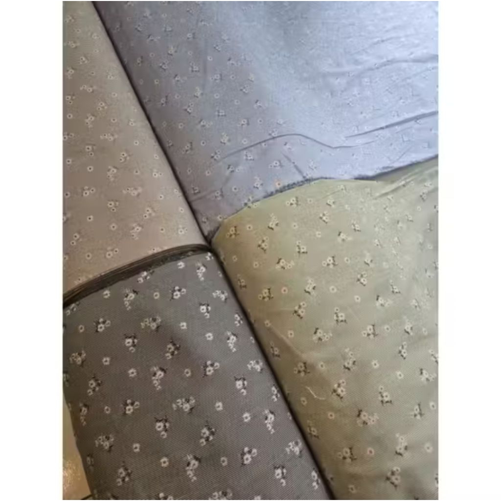 1/2 meter bahan kain katun Premium motif salur bunga lebar kain 150 cm tersedia warna hitam coksu sa