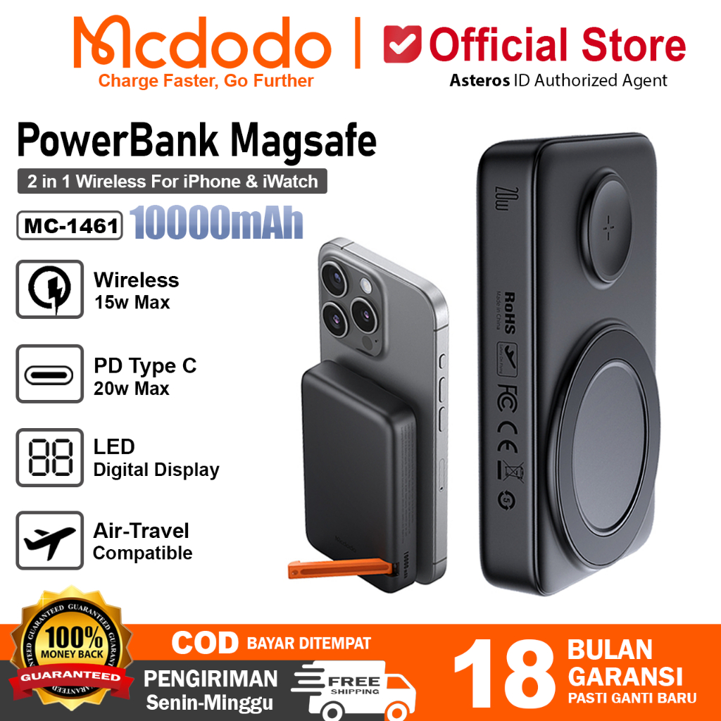 MCDODO Wireless Powerbank Magnetic For iPhone 17 16 15 14 13 12 11 PD Fast Charging 10000mah