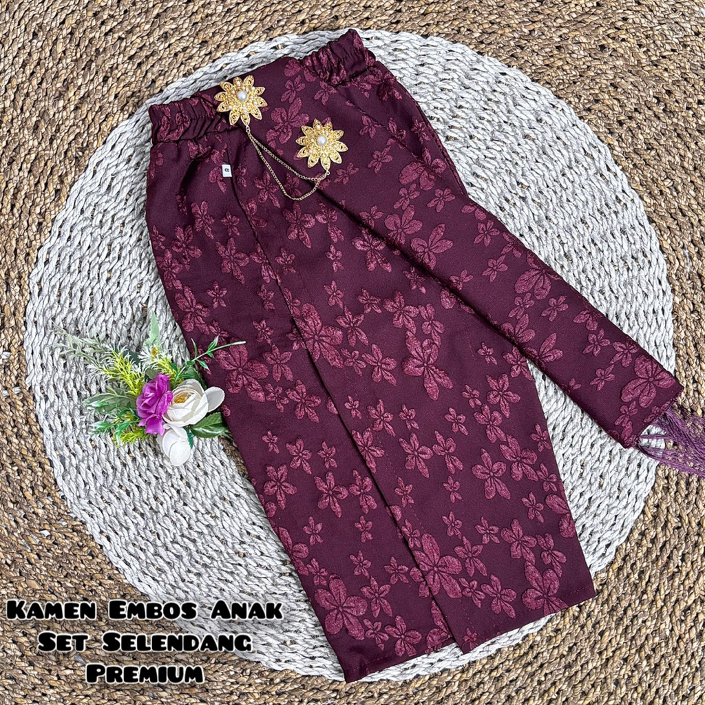 Kamen embos anak set selendang