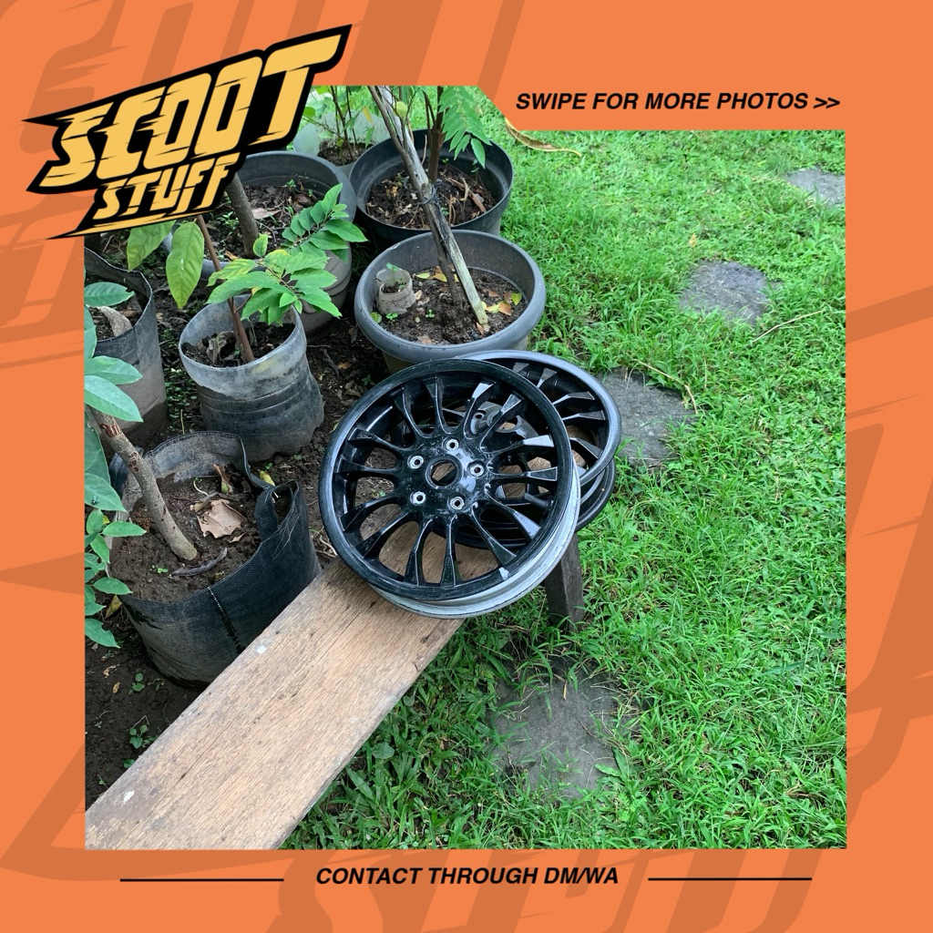 Velg Depan Set Vespa Sprint Primavera S LX GTS Sprint Super PX PS Excel Exclusive Black Ring 12 Orig