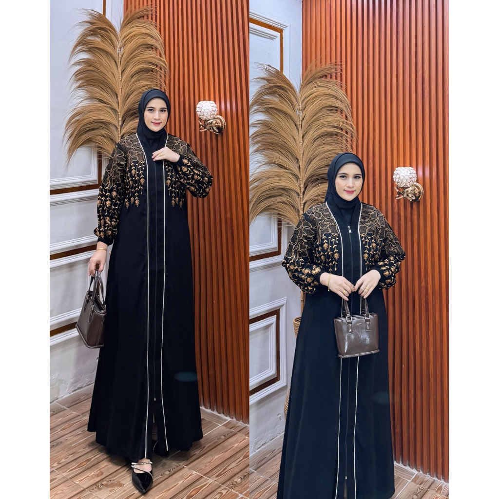 ABAYA TURKEY TURKI HITAM BORDIR EXCLUSIVE LOLLY BORDIR PAYET SUARESKY MEWAH