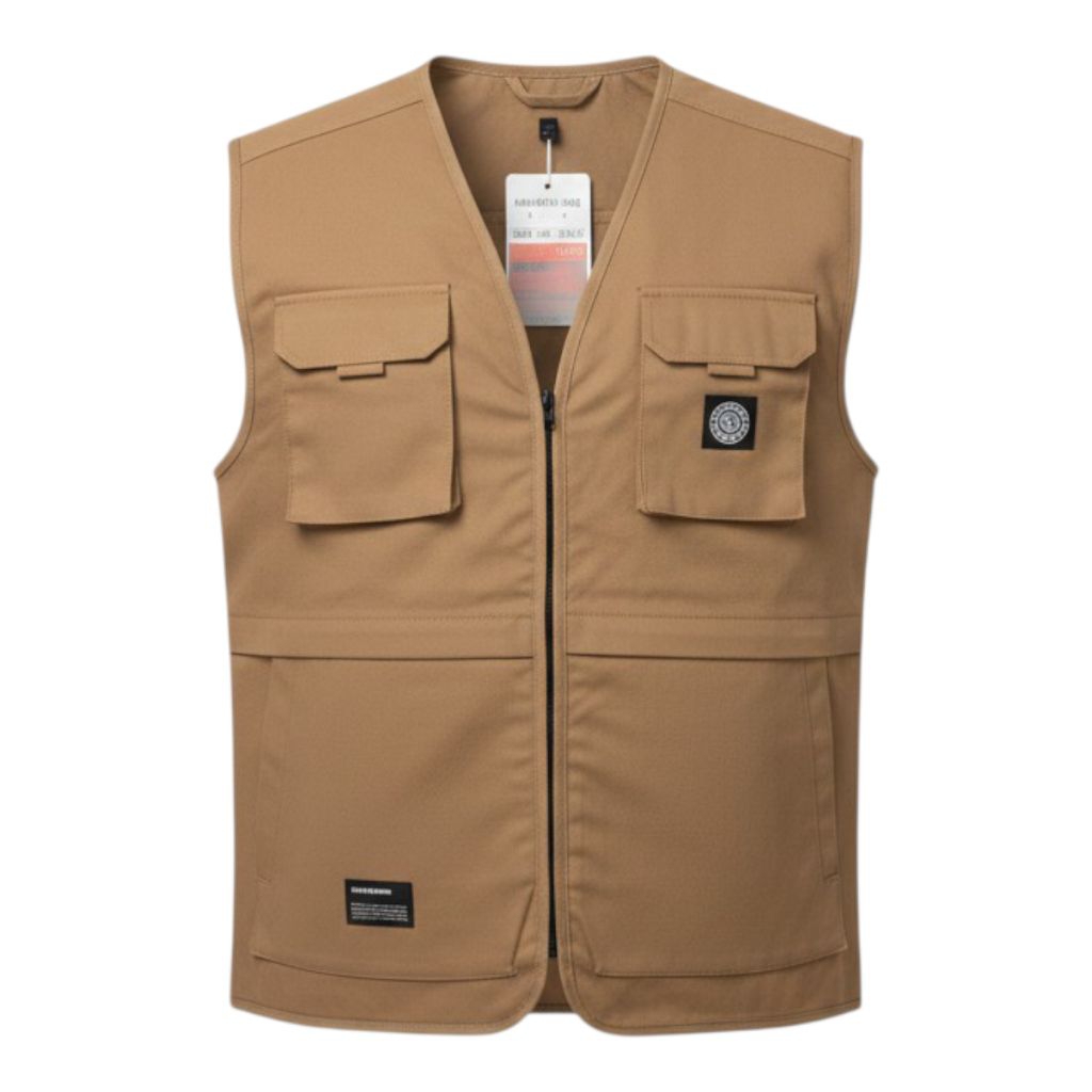 KICKSOOGAR Vest Rompi Pria Cream Khaki - Rompi Motor Streetwear Utility Vest Premium