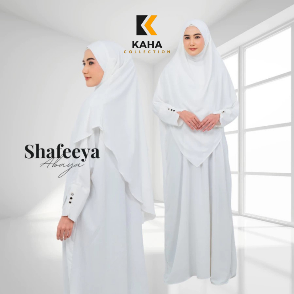Shafeeya Abaya Putih Set French Khimar badan adem