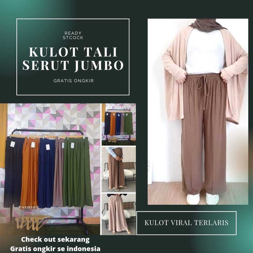 Kulot Tali Serut Rayon Jumbo Adem Celana Kulot Rayon Premium Celana Kulot Wanita Celana Kulot Bahan 
