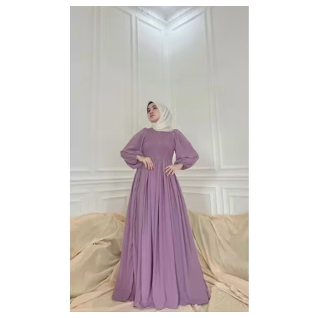 Dress wanita / gamis wanita /dress lilac (PL)