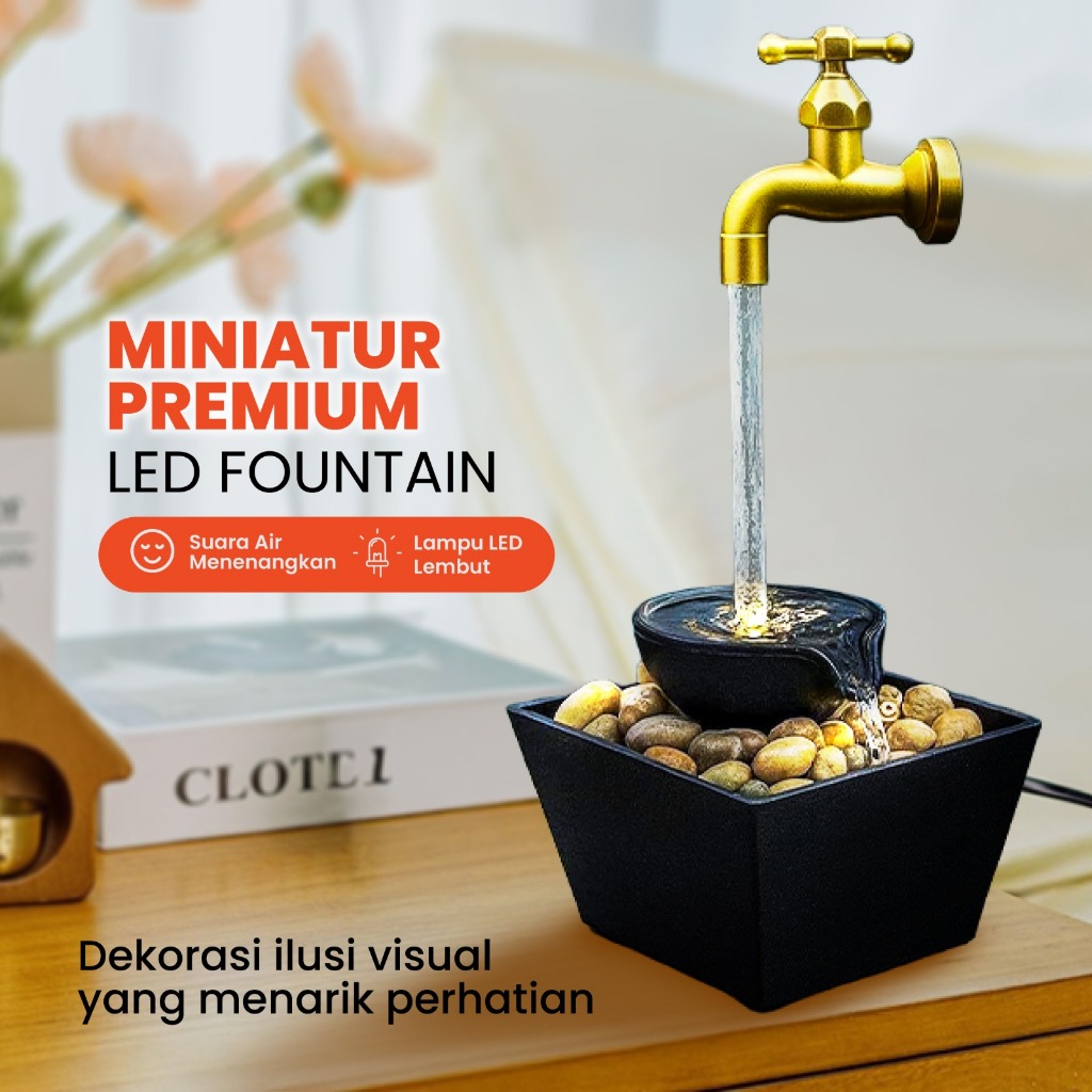 Air Mancur Mini Keran LED / Dekorasi Meja Estetik Relaksasi / Mini Fountain Ilusi Air Jatuh / air ma
