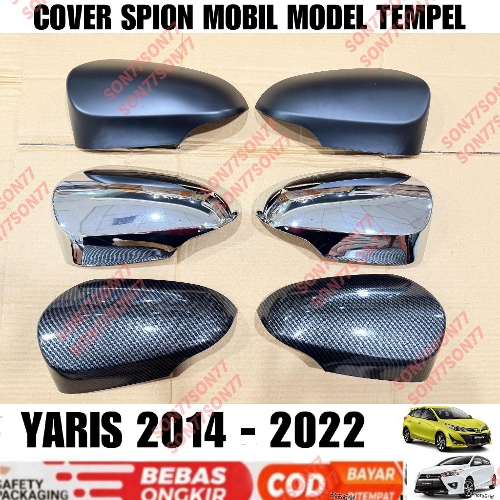 Cover Spion New Yaris 2014 2017 2018 2020 2022 2023 UP TRD GR SPORT Hitam Chrome Carbon