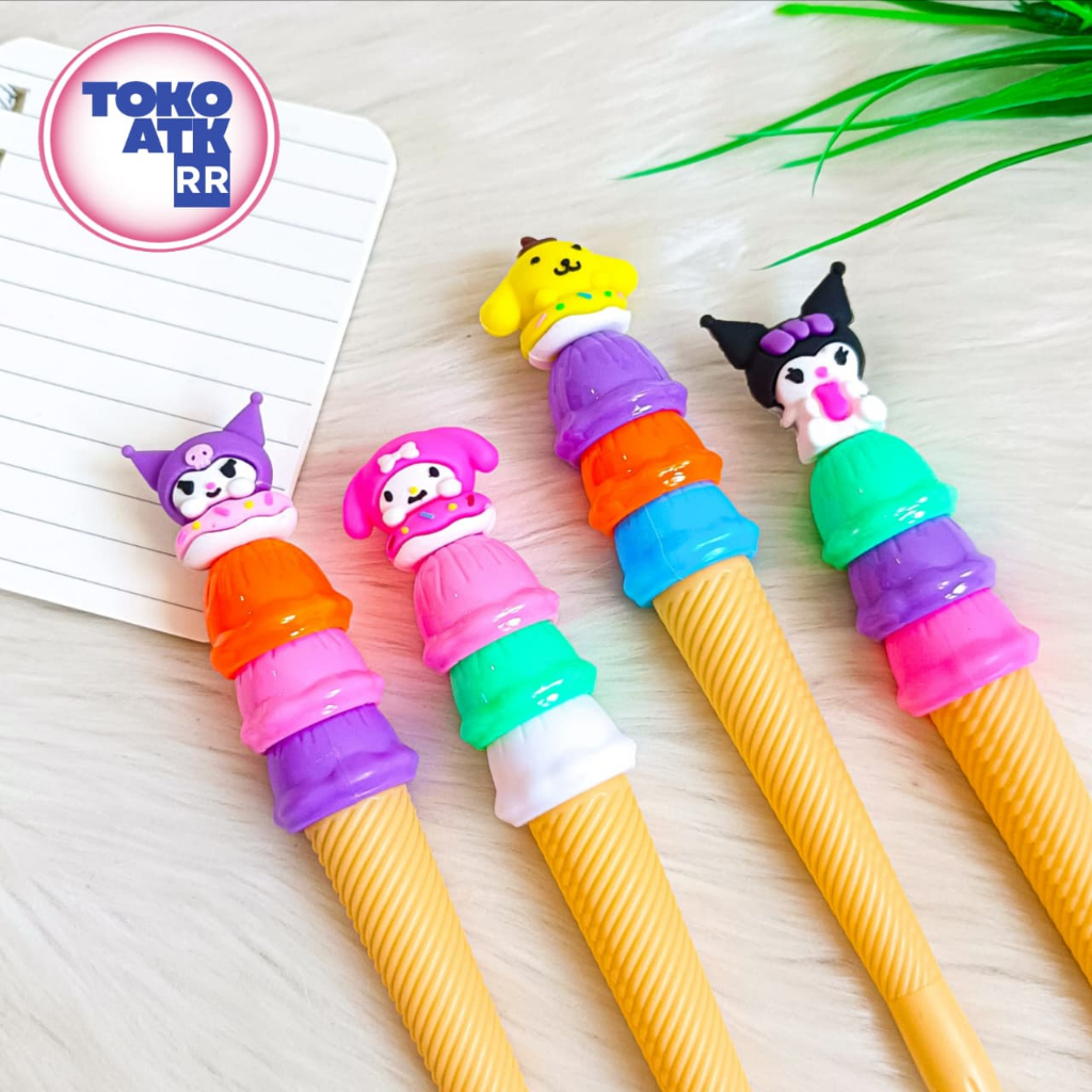 PULPEN ES KRIM CONE SANRIO V1 ALAT TULIS PEN PENA TINTA KARAKTER GEL ANAK LUCU IMUT COD