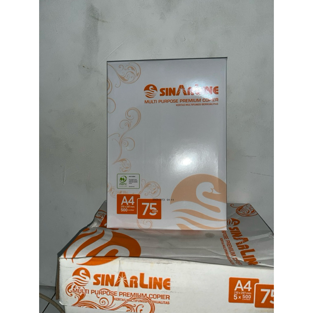 Kertas 1 Rim 75gram Sinarline F4 dan A4 isi 500 lembar