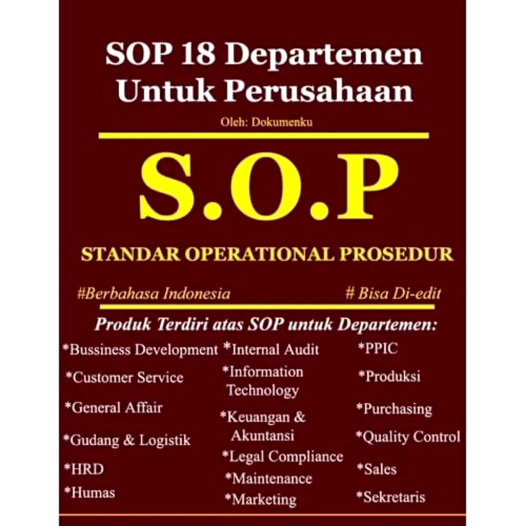 CONTOH SOP DEPARTEMEN PERUSAHAAN LENGKAP / SOP ORGANISASI KOMPLIT / SOP KANT...