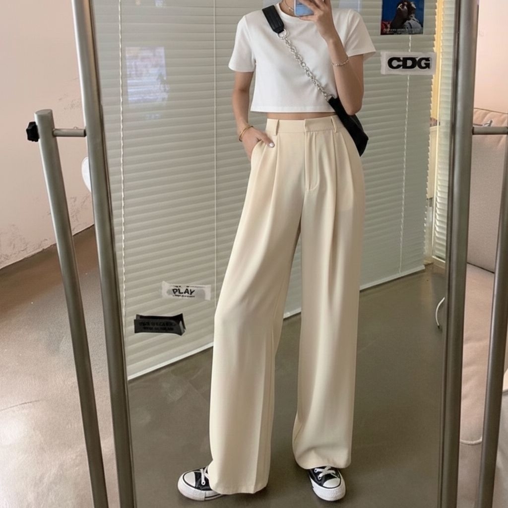 KULOT ANTI KUSUT Celana Kulot Anti Kusut Loose Pants Highwaist untuk Wanita Bahan Polyester KUSUT - 