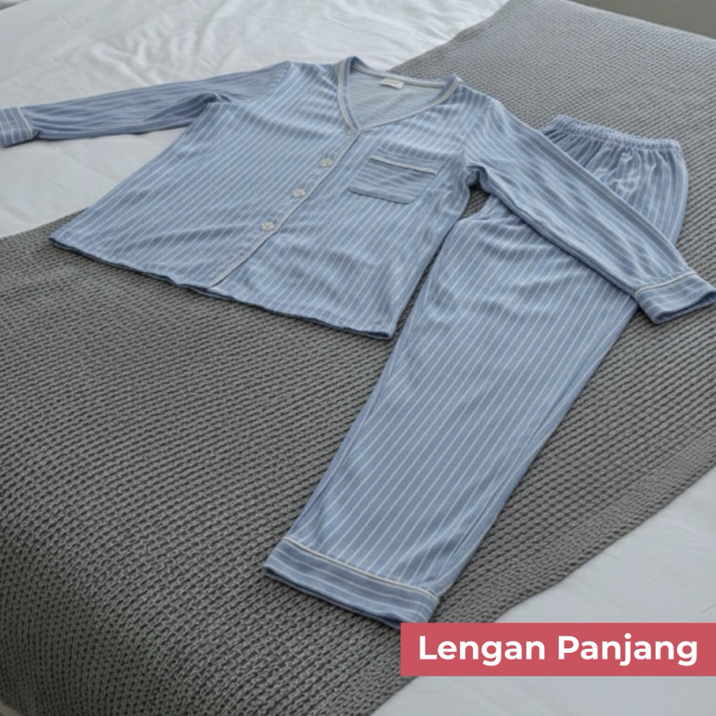 Baju Tidur Wanita Premium Setelan Piyama Adem Lembut – Piyama Lengan Panjang – Piyama Motif Kekinian