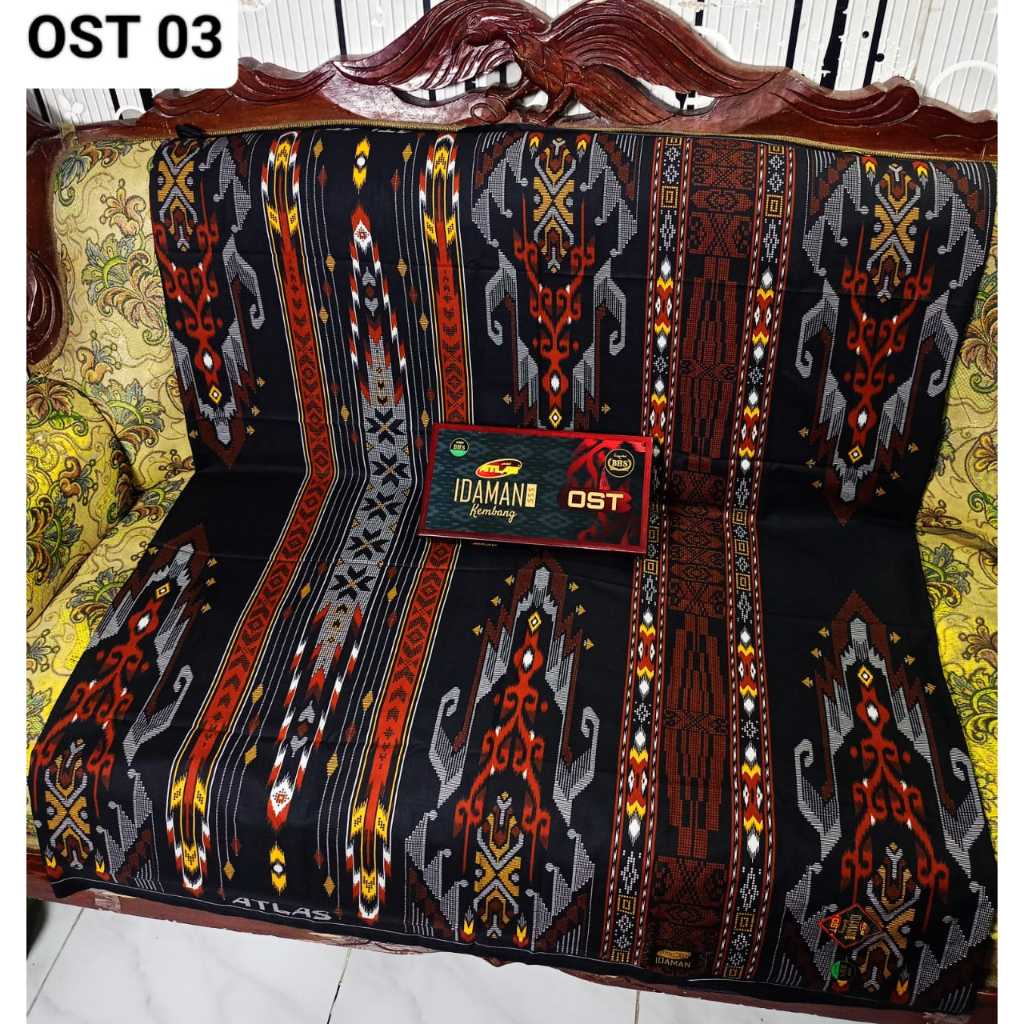 Sarung Atlas Idaman Kembang OST Hitam Gold