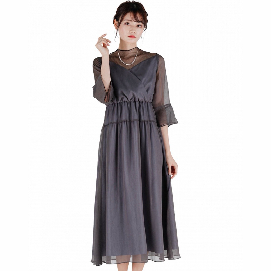 Dress Sifon Grey Pesta Gaun