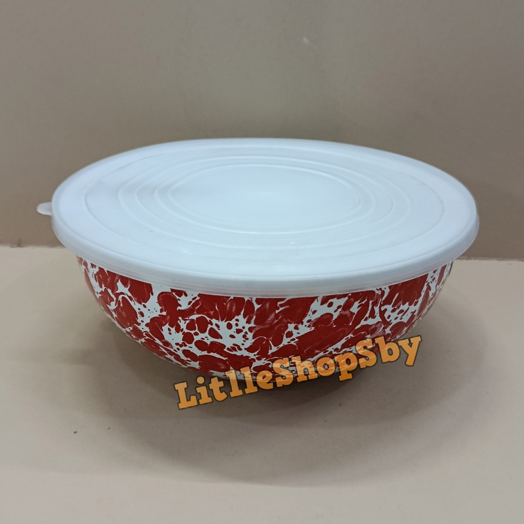 Rantang Bowl Enamel Mangkok 25cm Merah Blirik Doreng