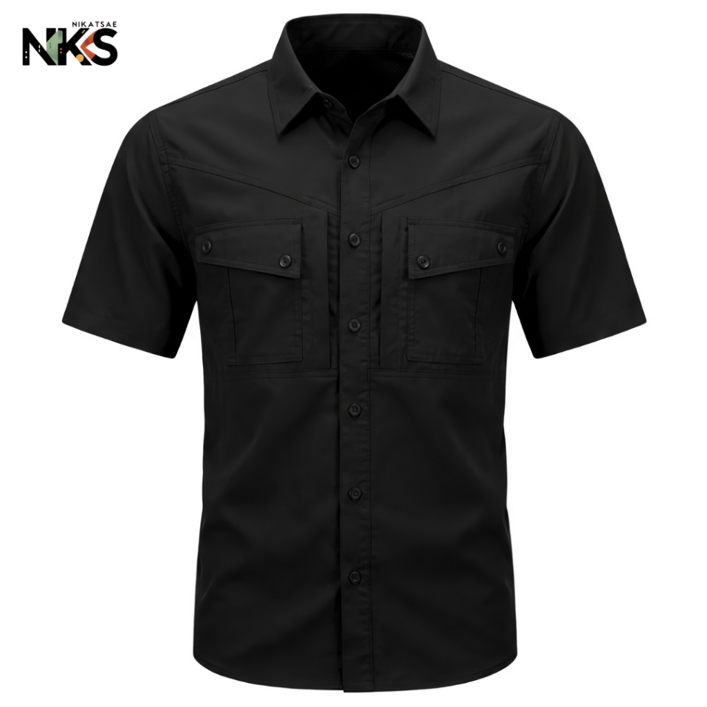 Kemeja Paspampres Pria Lengan Pendek Premium Bahan Katun Baby Canvas / Baju Kemeja Tactical Pria