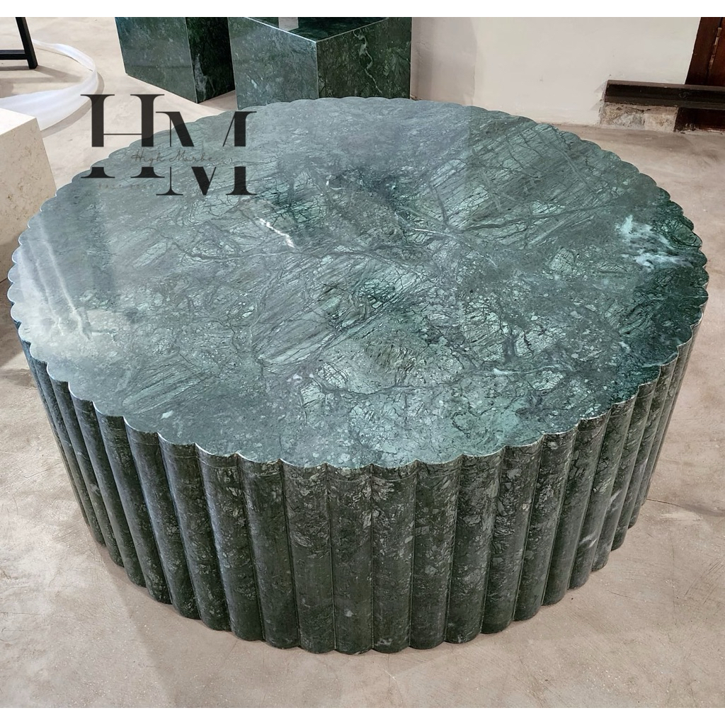 Coffe Table Verde Marble / Meja Marmer Hijau/Meja Tamu/Meja Ulir