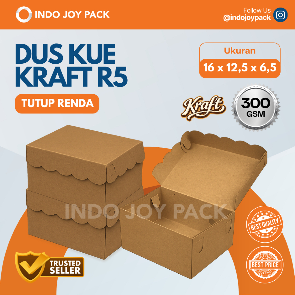 Dus Kue Kraft R5 (16 x 12,5 x 6,5) / Dus Kue / Kotak Kue Kraft / Kotak Kue Jajan Pasar