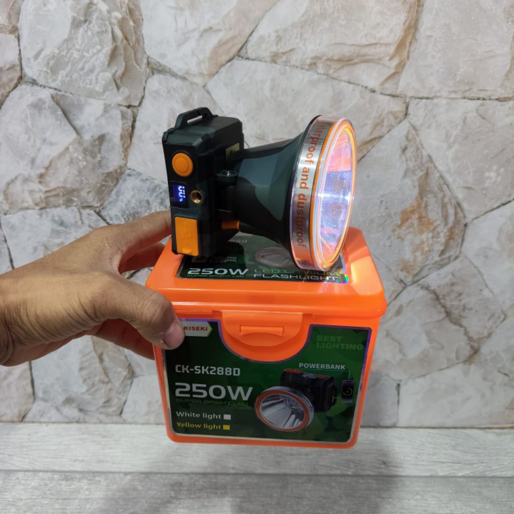 ck-sk288d senter kepala kiseki 250watt cahaya putih senter kepala waterproof senter kepala led sente