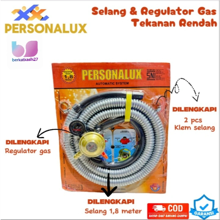 REGULATOR GAS PERSONALUX METER + SELANG GAS PERSONALUX