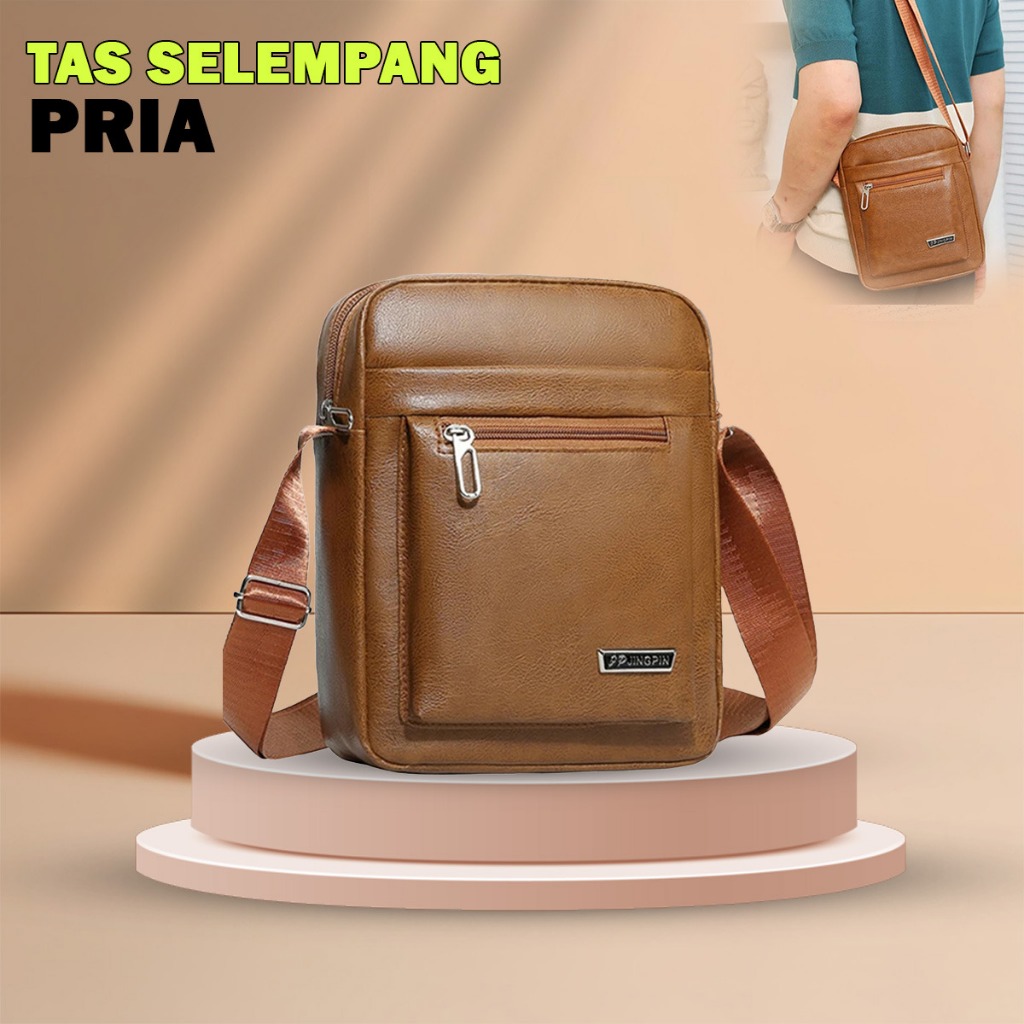 Tas Selempang Bahu Pria Kulit Polos Tas Bahu Pria Casual Trendy Aesthetic Terbaru - WY 3046