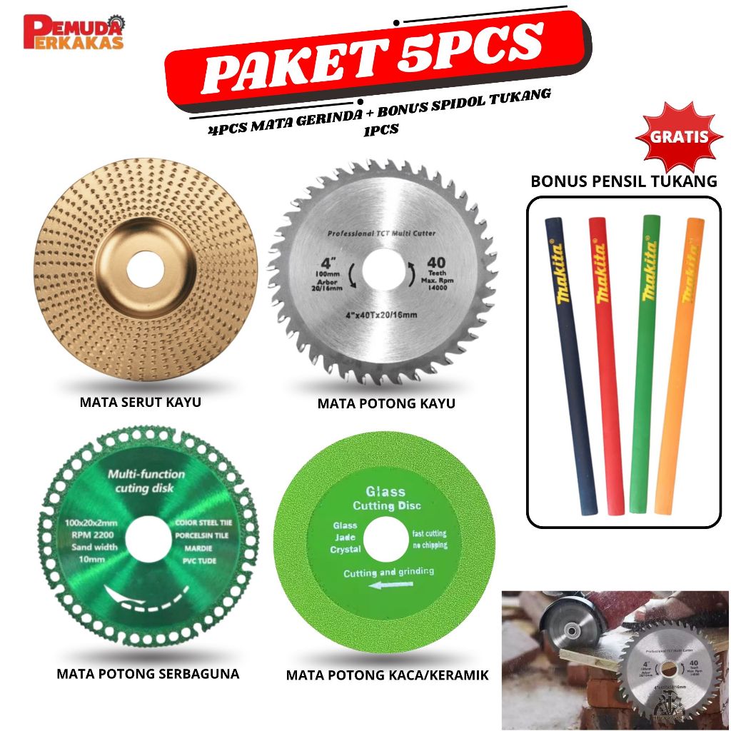 ISI 5PCS Mata Gerinda Parut Kayu Cembung – Rata Miring Kasar Cepat – Mata Carving Saw Untuk Kayu & M