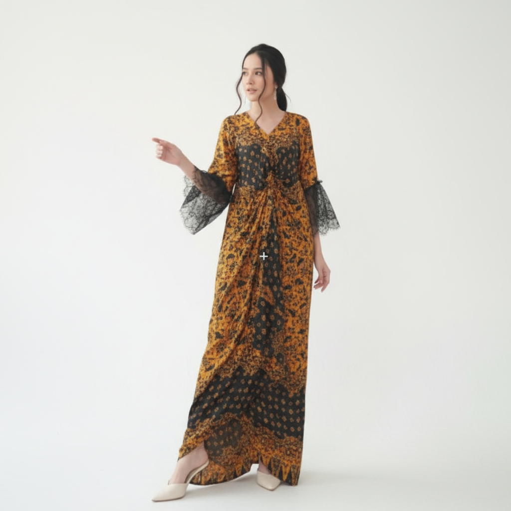 New Dress Kaftan Batik Modern Pesta Kondangan Baju Pakaian Wanita Batik Viscose Jumbo Premium