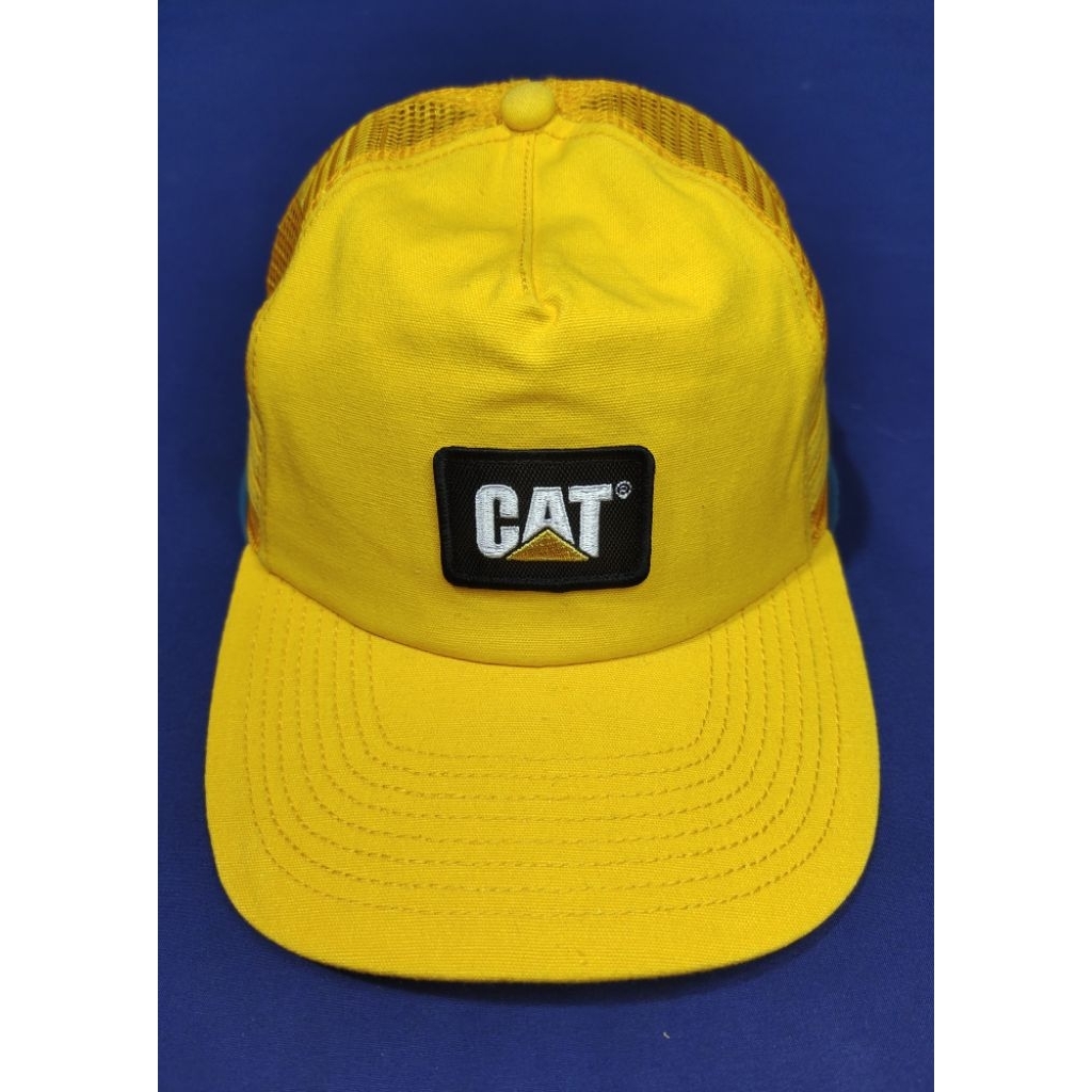 Topi Caterpillar / CAT hat Vintage Trucker Baru 100% Original - Yellow