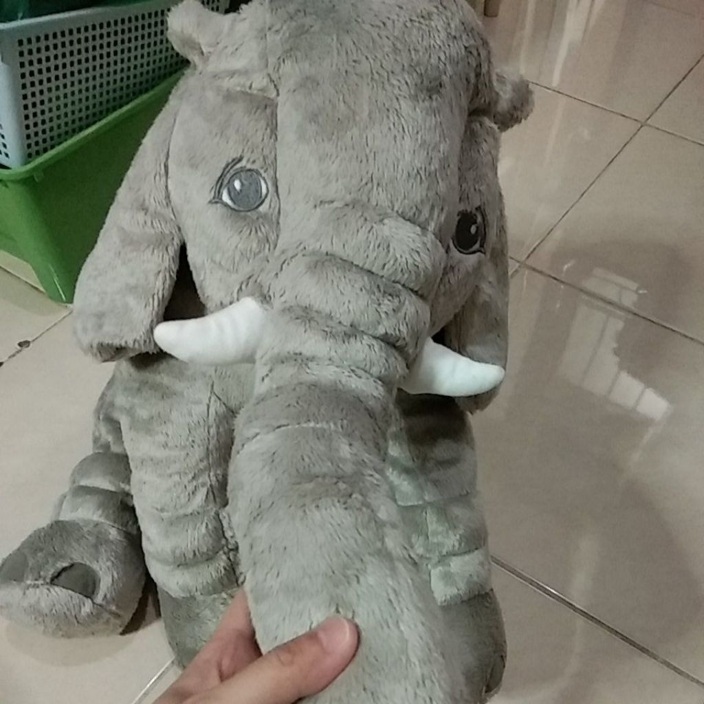 Mainan anak boneka gajah besar 60cm abu abu