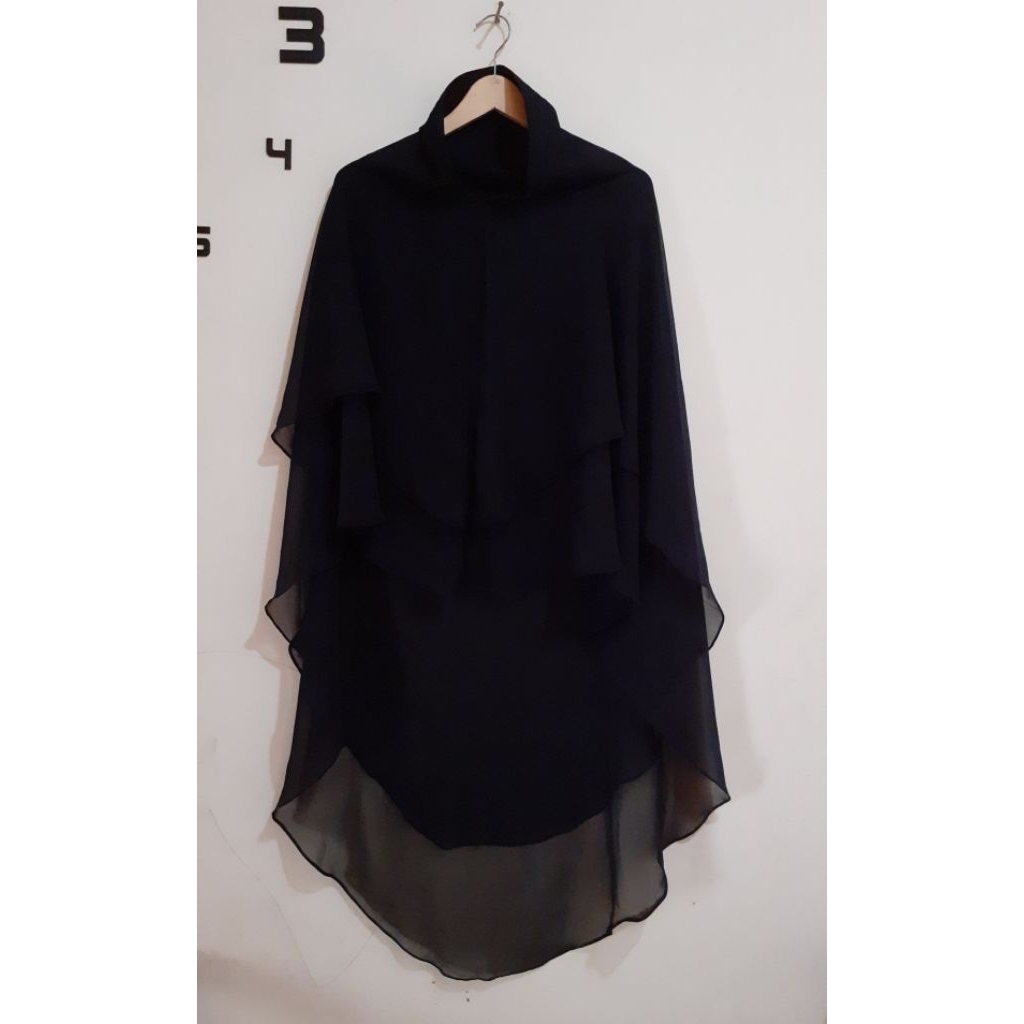 hijab syar'i instant panjang hitam polos