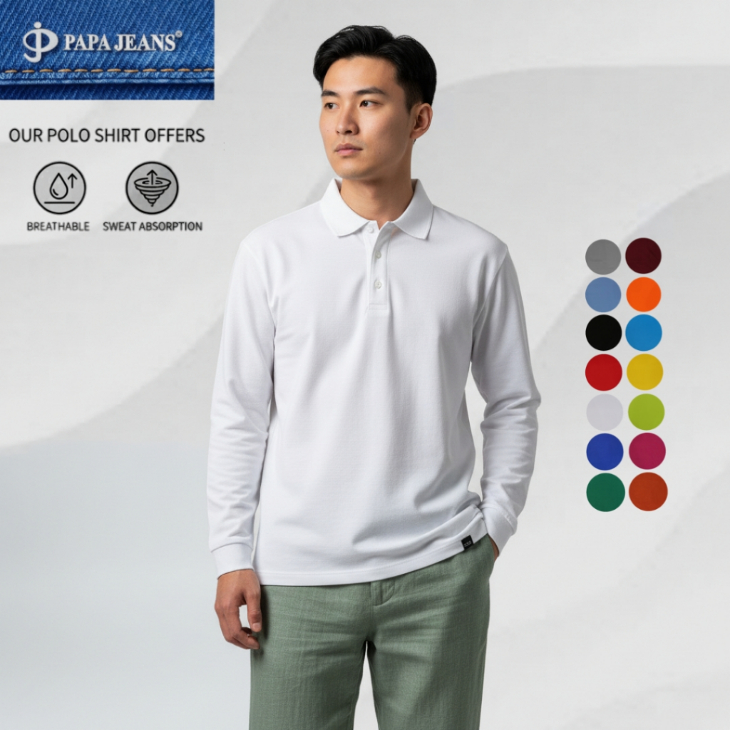 Kaos Polo Papa Jeans Lengan Panjang 15 Warna