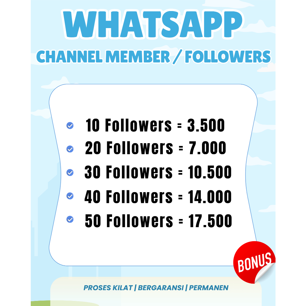 Followers Channel Whatsapp Follower Permanen  Pengikut Saluran WA Member