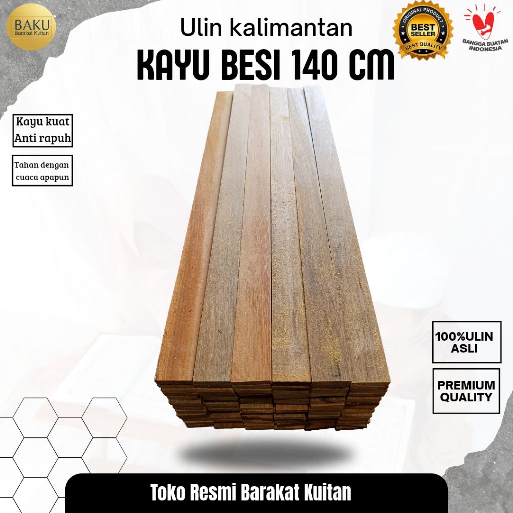 Ulin stik/list reng kayu stick amblan papan panjang 140cm. Jidar kayu penggaris panjang