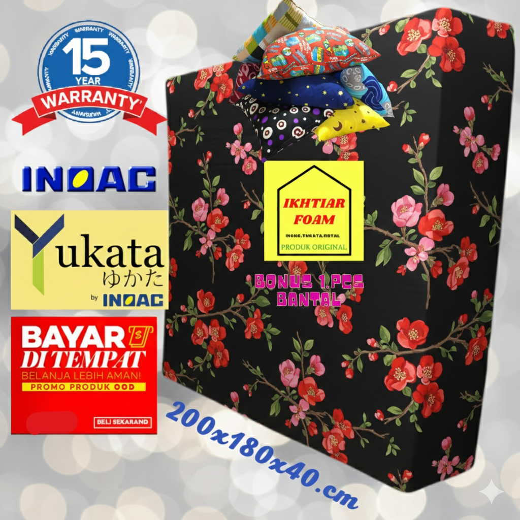 Kasur Inoac Yukata Custom no 1 tebal 40 cm JUMBO Ukuran 200x180x40 Cm Garansi 15 Th Anti Kempes