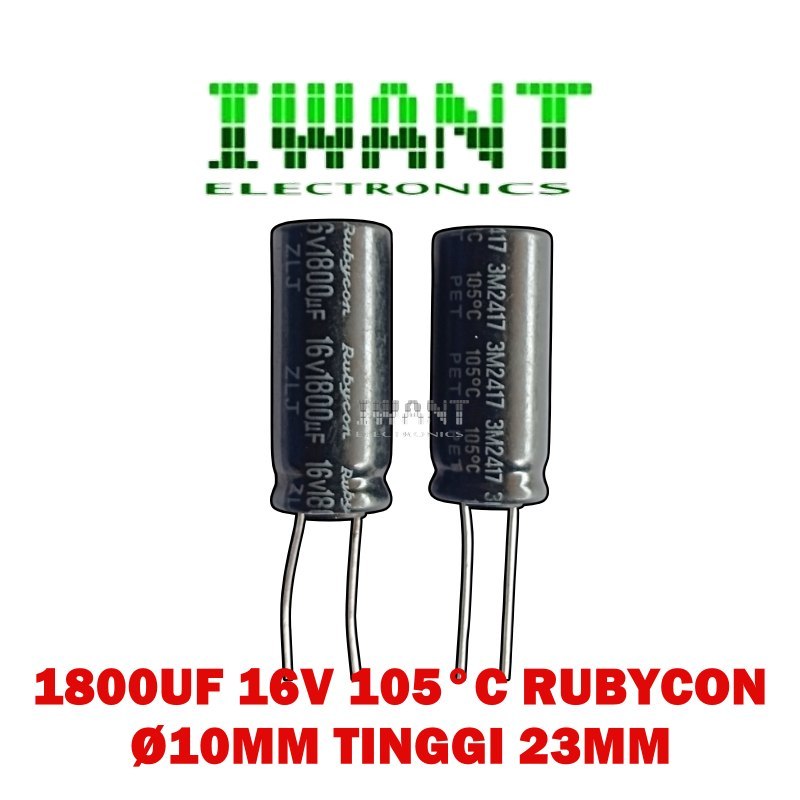 1800UF 16V 105°C CAPASITOR ELCO 1800 UF 16 VOLT KAPASITOR ELKO 16V 1800UF RUBYCON