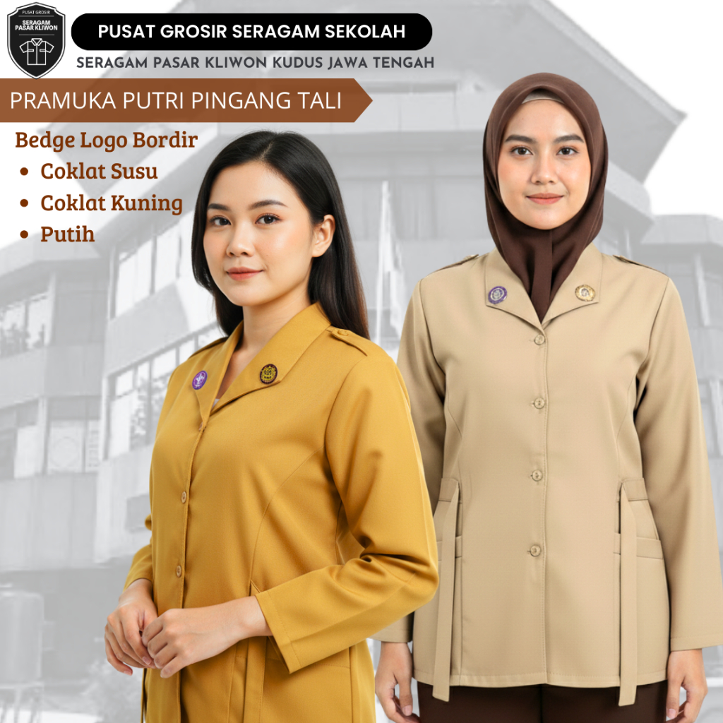 Kemeja Pramuka Wanita Guru Pembina SMP SMA Pramuka Penegak Wanita Pramuka Lengan Panjang Baju Pramuk