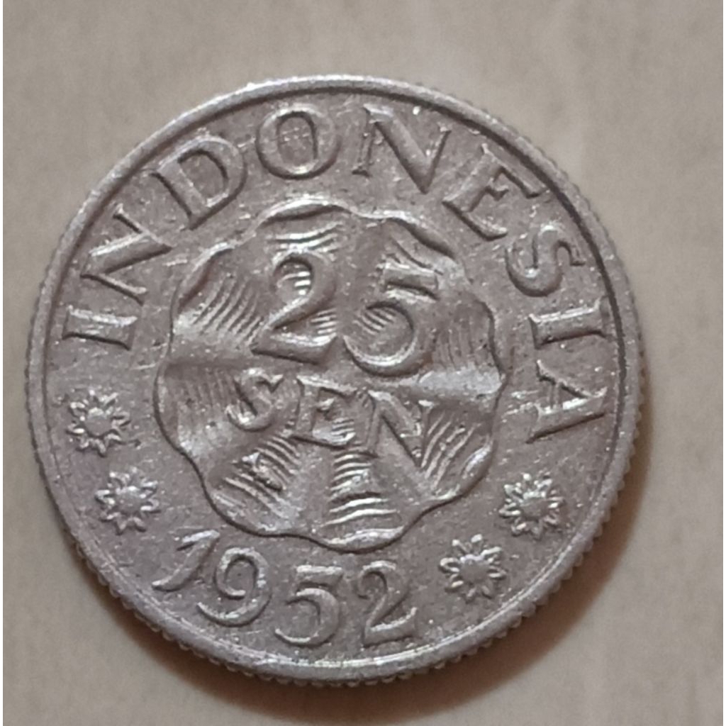 koin Indonesia 25 sen tahun 1952..