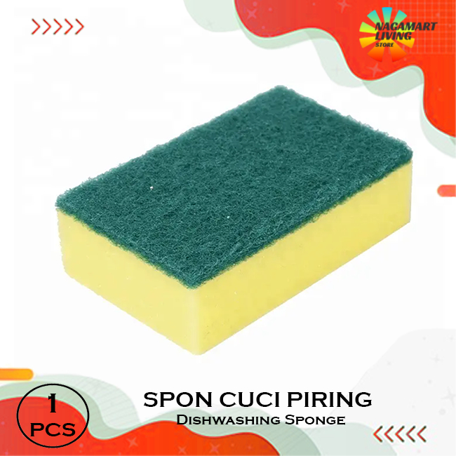 Spon Busa Tebal Kuning Hijau Pembersih Piring dan Prabot Rumah Tangga