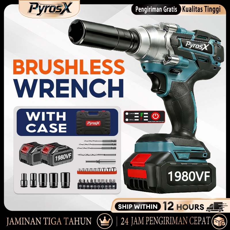 Cordless Impact Wrench Brushless 1800N.M Mesin Impact Baterai Cordless Kunci Impact multifungsi bor