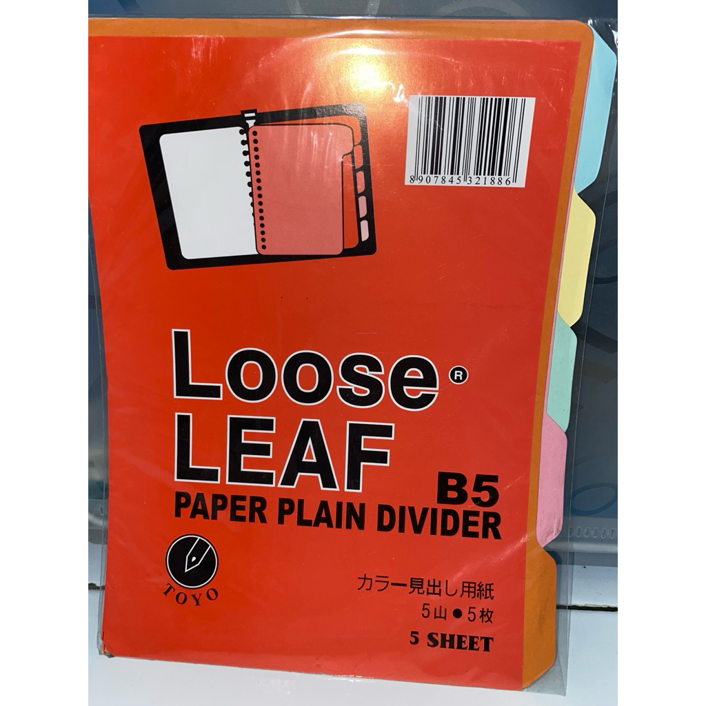 Pembatas Binder Loose Leaf B5 26 Ring Isi 5 Kertas Warna - Preloved Murah - Kondisi Bagus