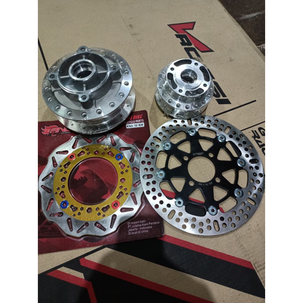 Trombol Tromol Crum Chrome Model AND 1Set Depan Belakang + Piringan Cakram. Ninja 150R - Ninja RR R
