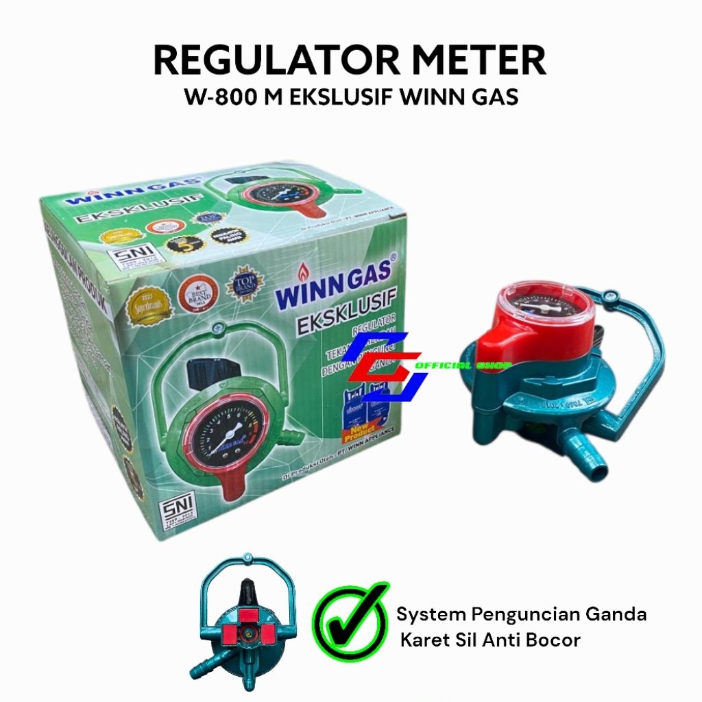 BEST SALE Premium Regulator Meter W 800 M Yellow Gold Winn Gas Double Lock Ekslusif Safety Plus