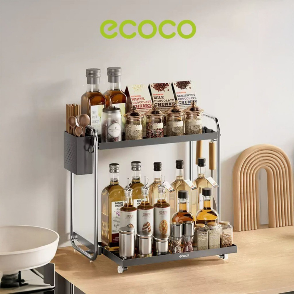ECOCO Seasoning Rack Aluminium (Pull-Out/Standard) - Rak Bumbu Dapur / Wadah Simpan Bumbu / Tempat B