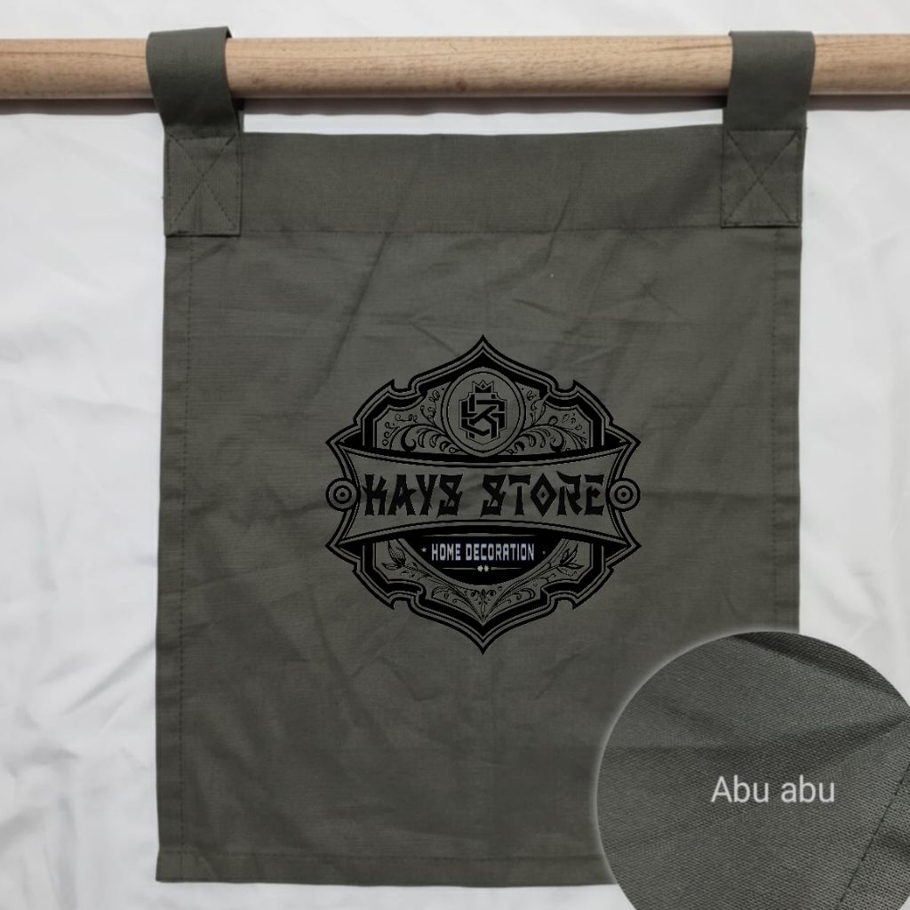 Bendera jepang restoran sablon logo dan text/noren jepang custom/gorden jepang bendera/tirai noren j