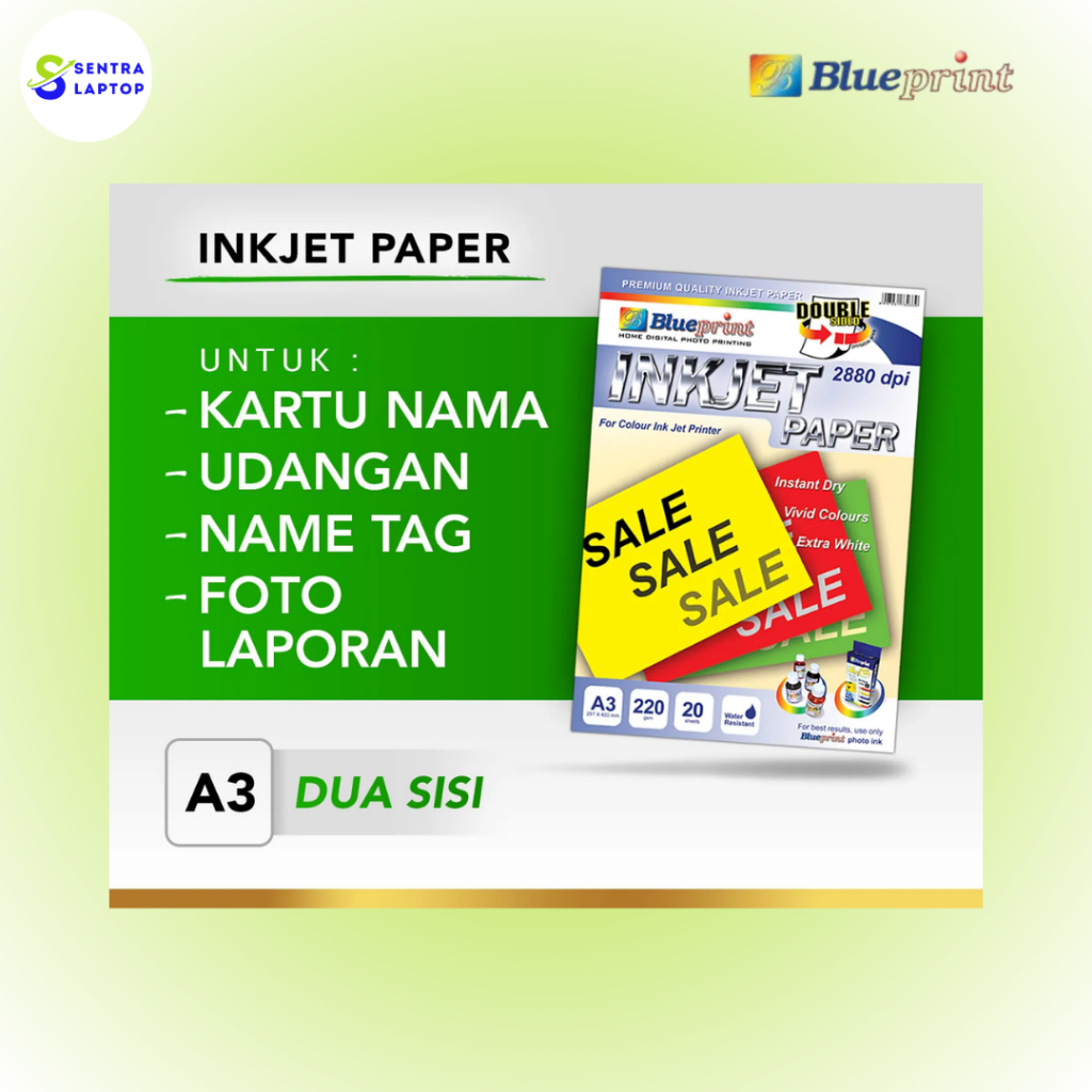 Kertas Inkjet / Inkjet Double Sided Paper BLUEPRINT A3 220 gsm