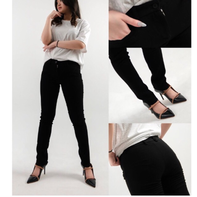 Mustevans Celana Kerja Kantor Wanita Panjang Slim Fit Ladies