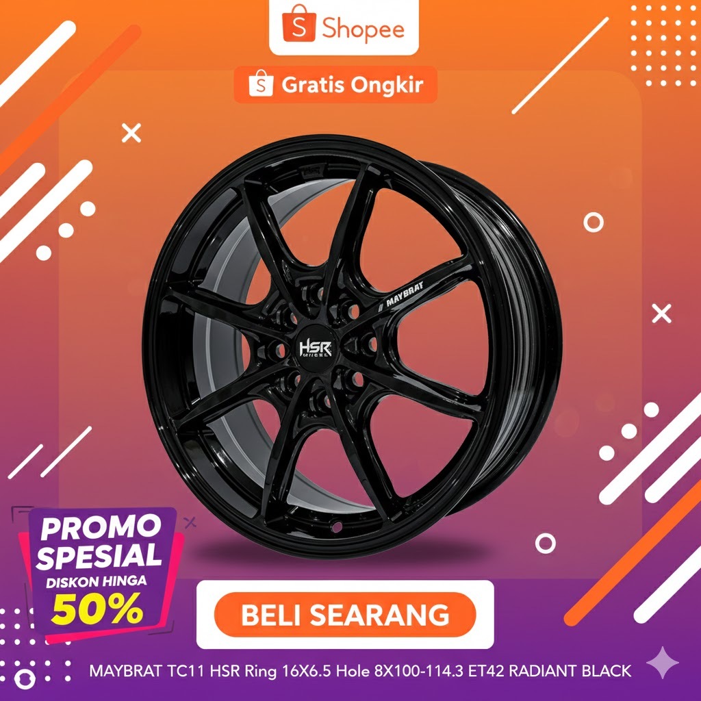 HSR WHEEL RING16 TERBARU UNTUK BRIO JAZZ XENIA KIJANG PELAK MOBIL HSR MAYBRAT R 16 SUPERSALE